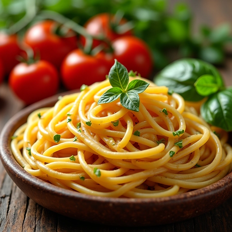 Acompanhamentos frescos para massas: tomate cereja, manjericão, azeitonas e parmesão.