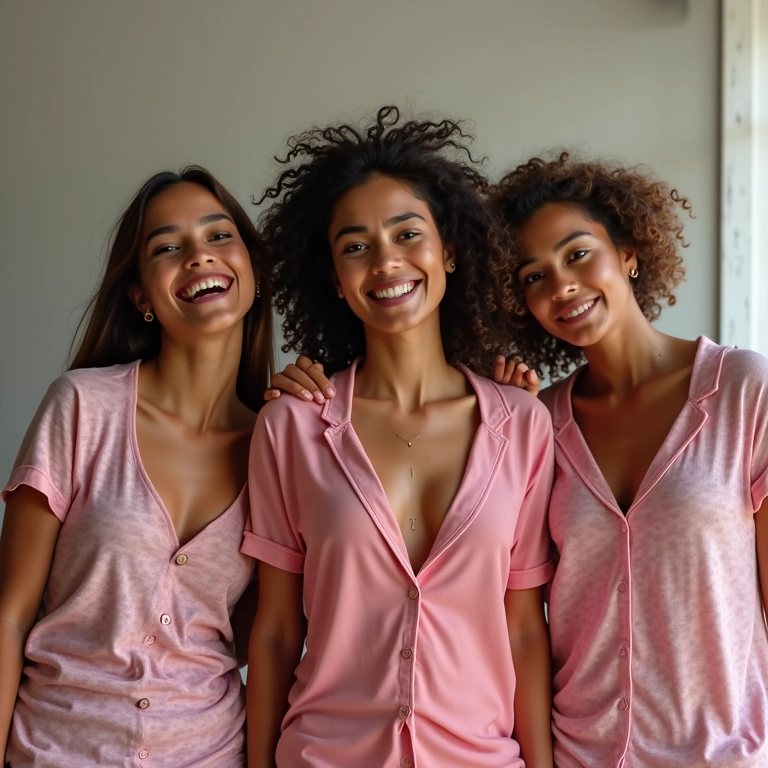 Amigas vestindo pijamas confortáveis e divertidos em festa do pijama.