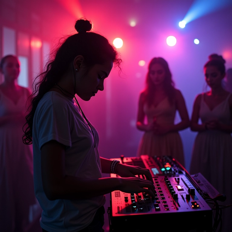 Animador de festa configurando equipamento de som para casamento.