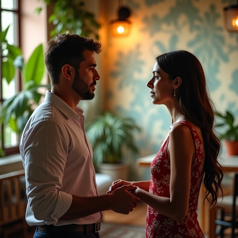 Assessora de casamento conversando com um casal.