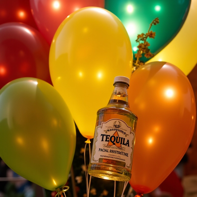 Balões temáticos de tequila decorando festa de casamento.