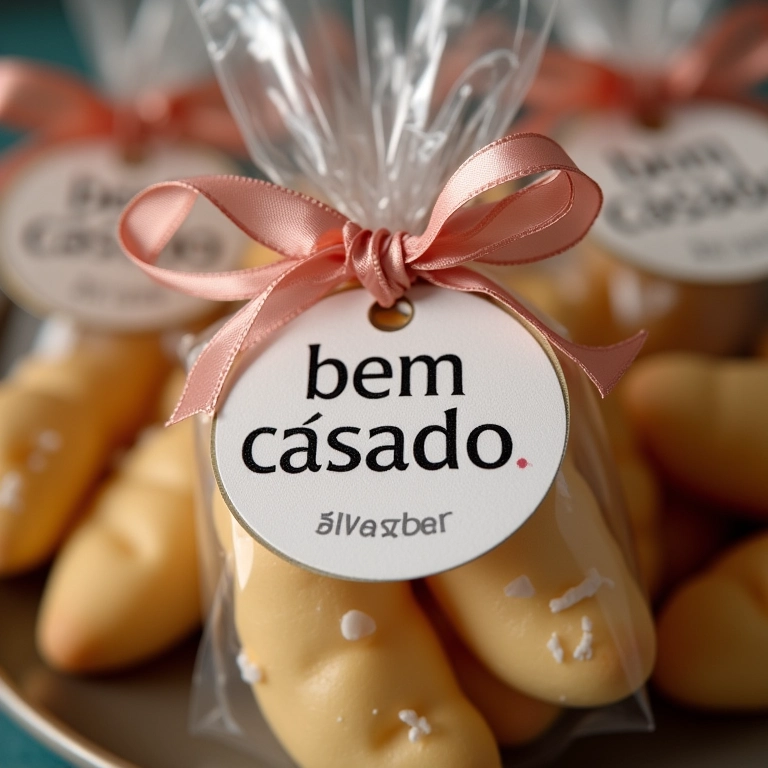 Bem-casado com tag de agradecimento.