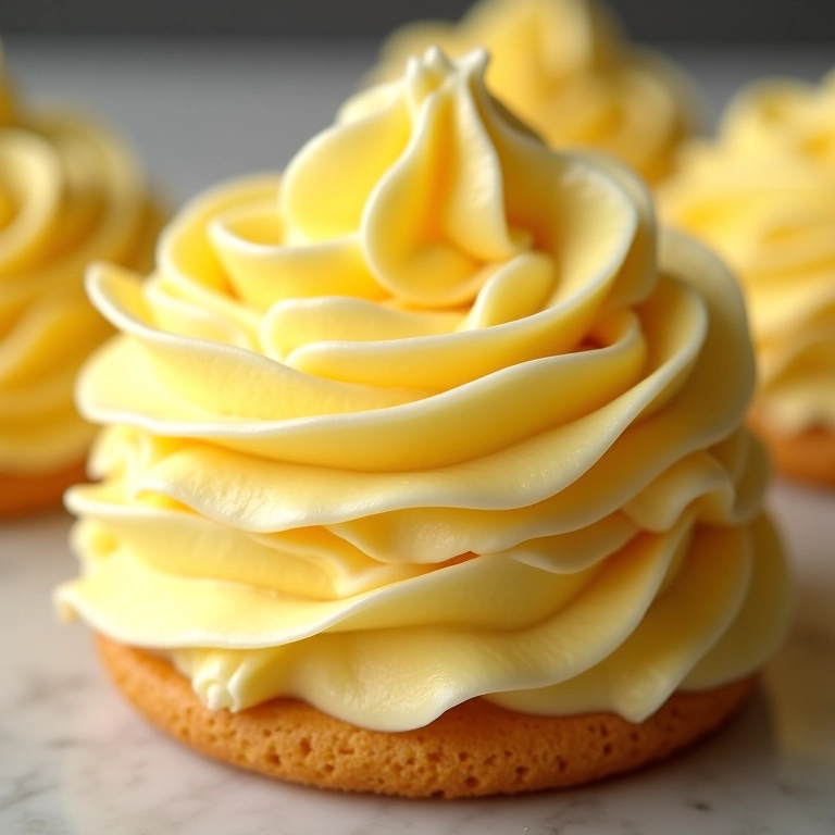 Bolo com buttercream francês, rico e amanteigado.