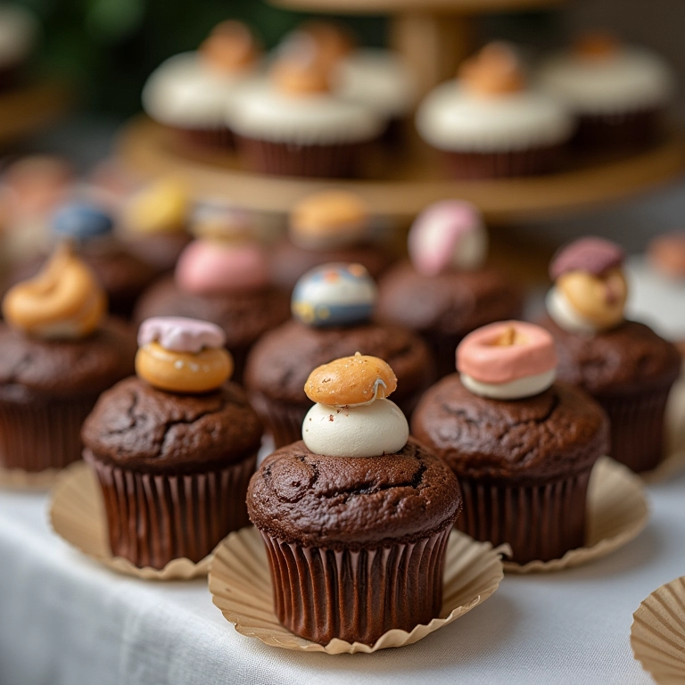 Brownies e cupcakes personalizados como lembrancinhas de casamento.