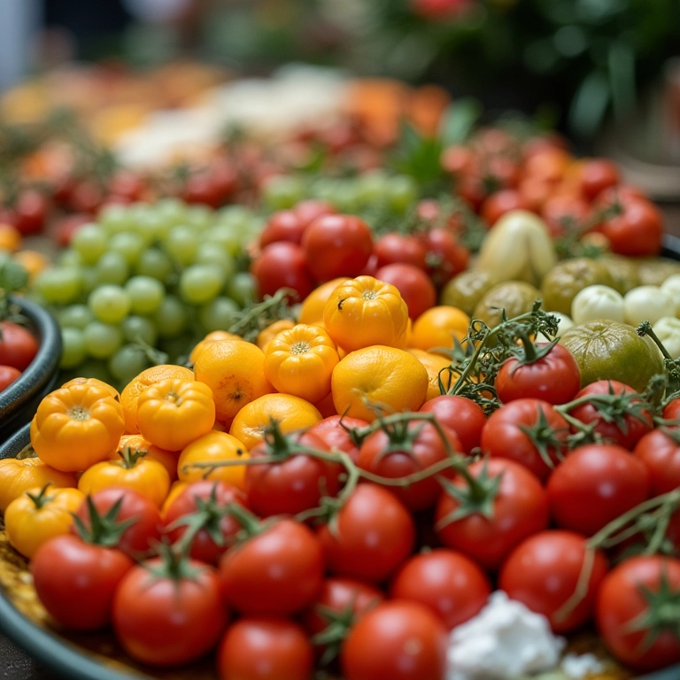 Buffet com produtos orgânicos e regionais em casamento.