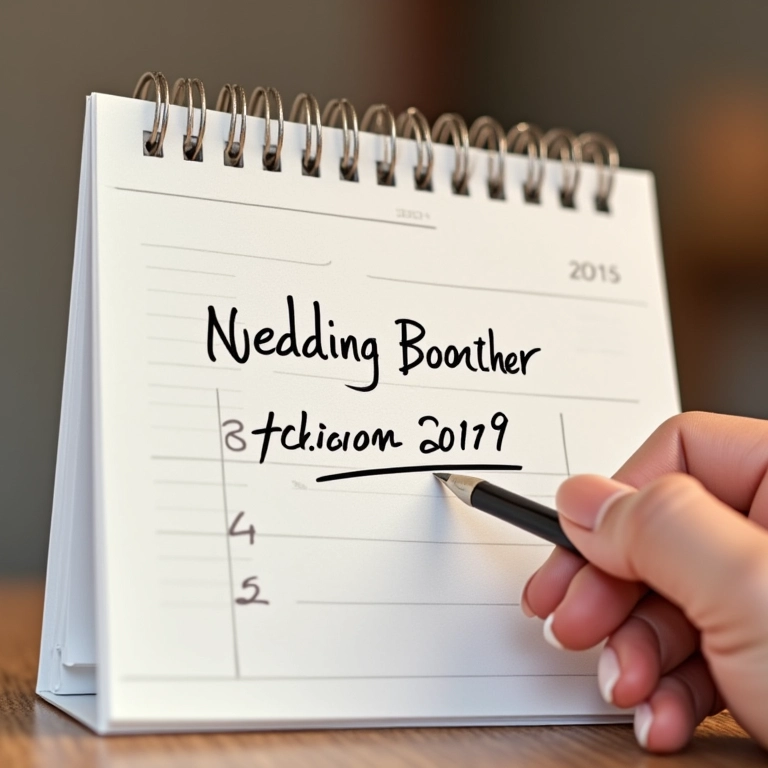 Calendário de casamento marcado com a data de contratação do animador.