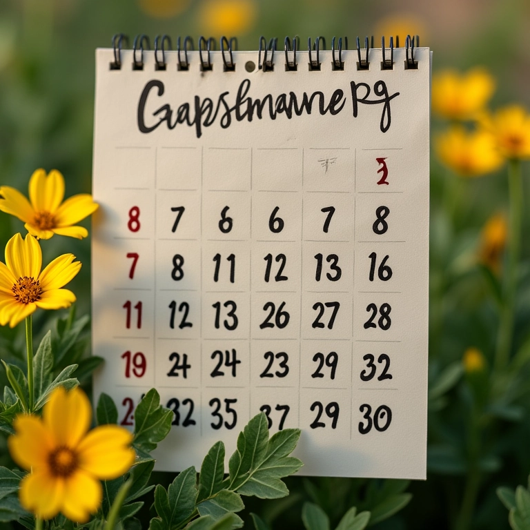 Calendário marcando a melhor época para plantar sementes de flores.