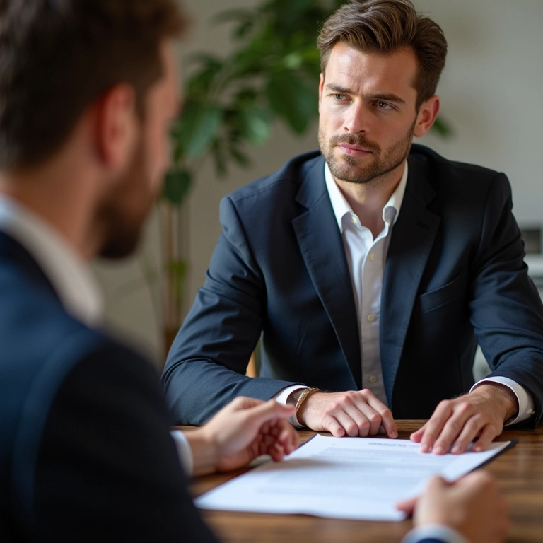 Casal consultando advogado sobre contrato de casamento religioso com efeito civil.