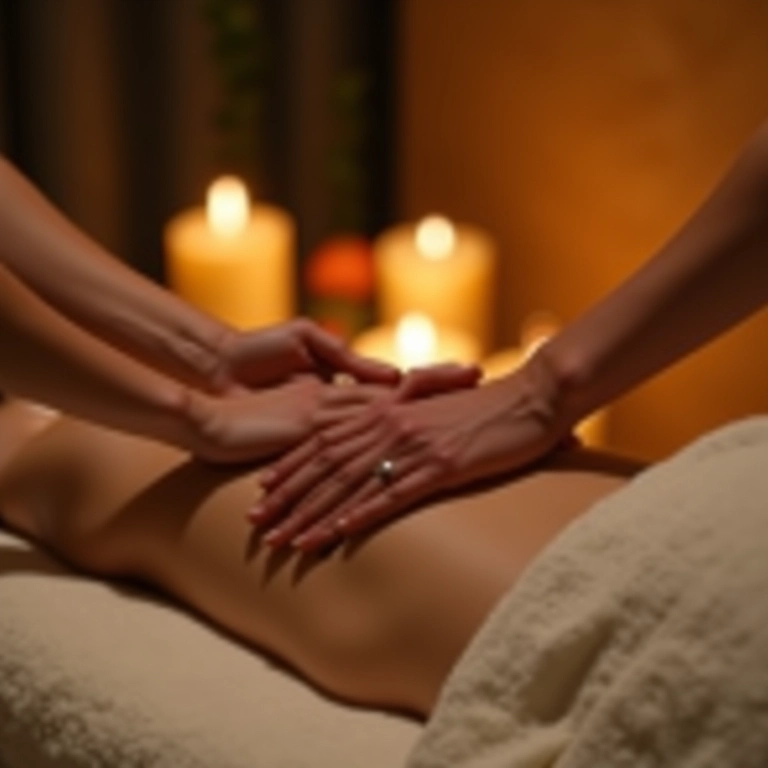 Casal relaxando com massagem durante a lua de mel.
