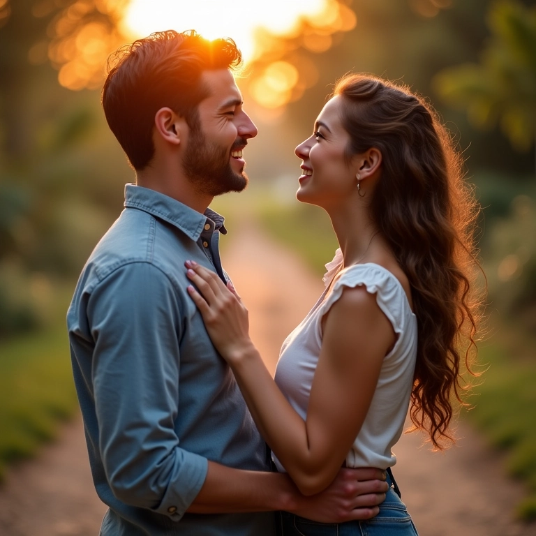 Casal sorrindo, pedido de casamento econômico e inesquecível.