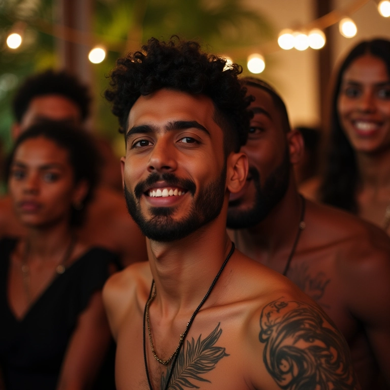 Chá de cozinha brasileiro com convidado masculino.