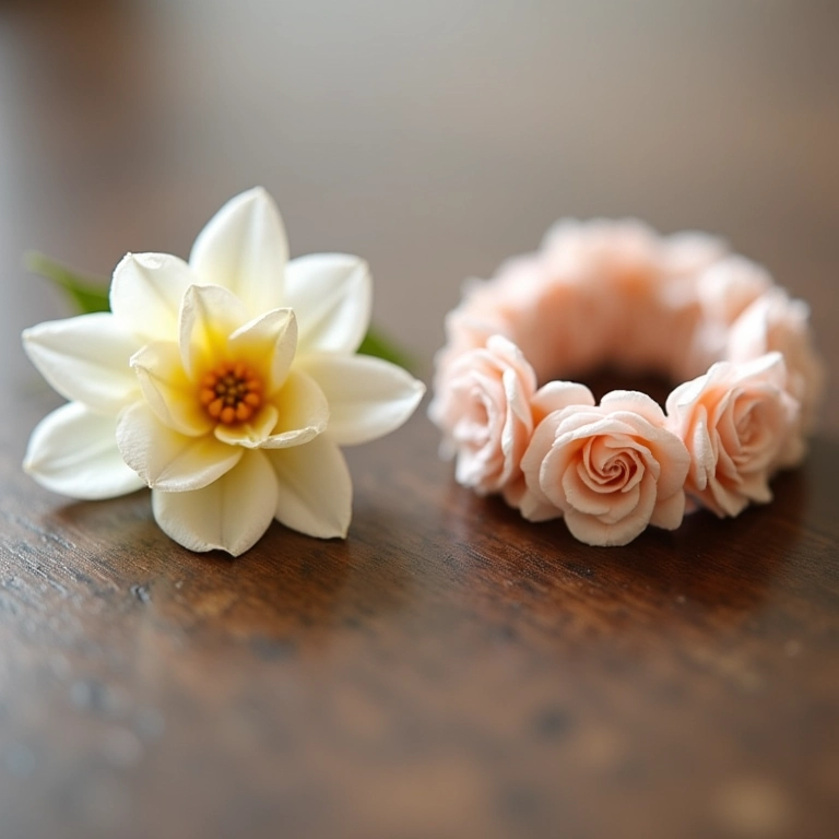 Comparativo entre corsage floral e pulseira floral.