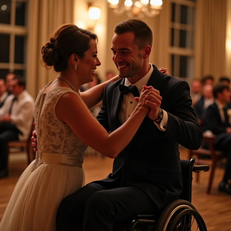 Dança do noivo com a mãe adaptada para cadeira de rodas.