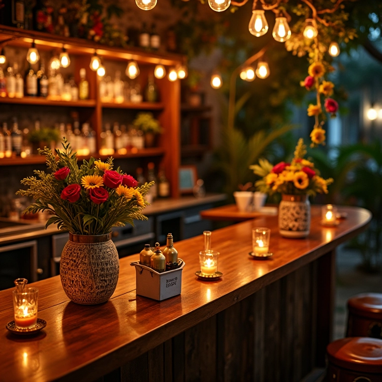 Decoração criativa para bar de madeira.