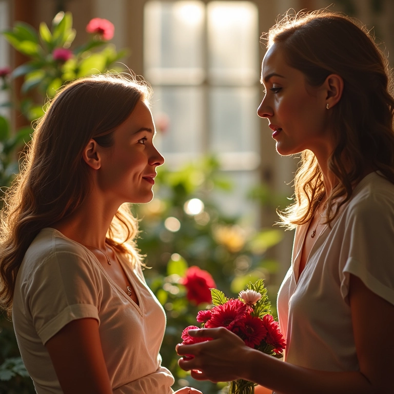 Designer floral consultando cliente sobre preferências de estilo.
