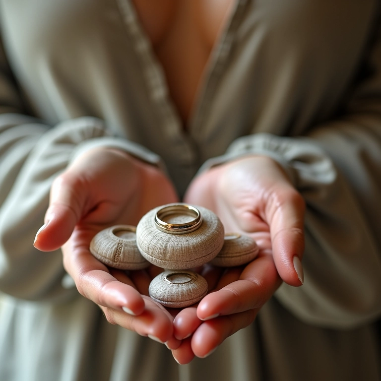 Dicas: mulher escolhendo porta-alianças perfeito com decoração Farm Rio.