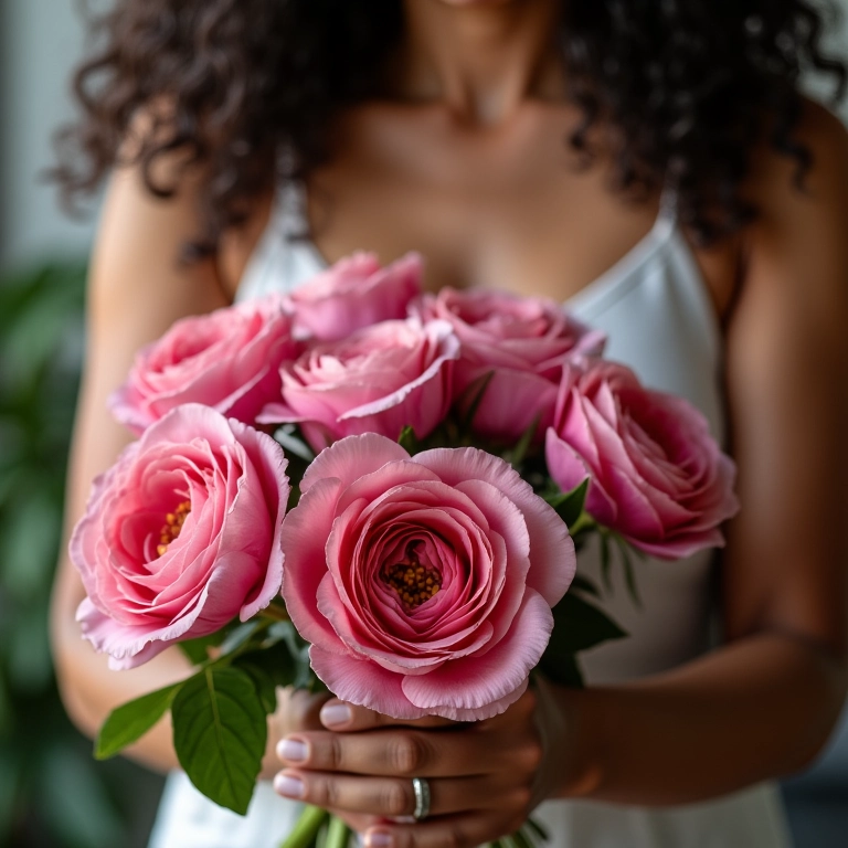 Especialista criando arranjo de flores nobres.