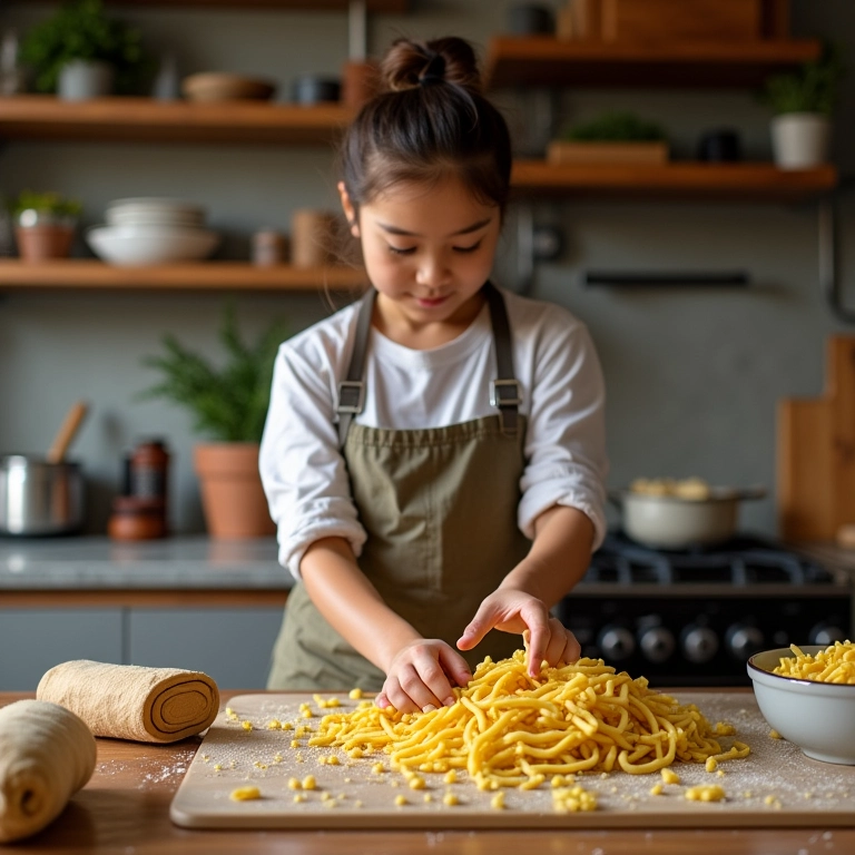 Estação de massas ao vivo montada em casa.