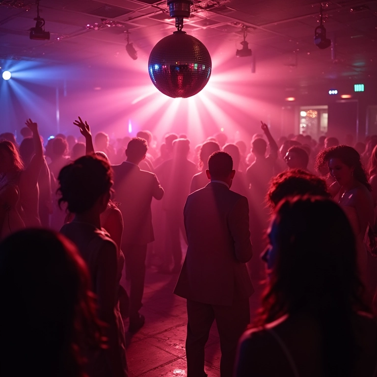 Globo de espelhos na pista de dança de um casamento.