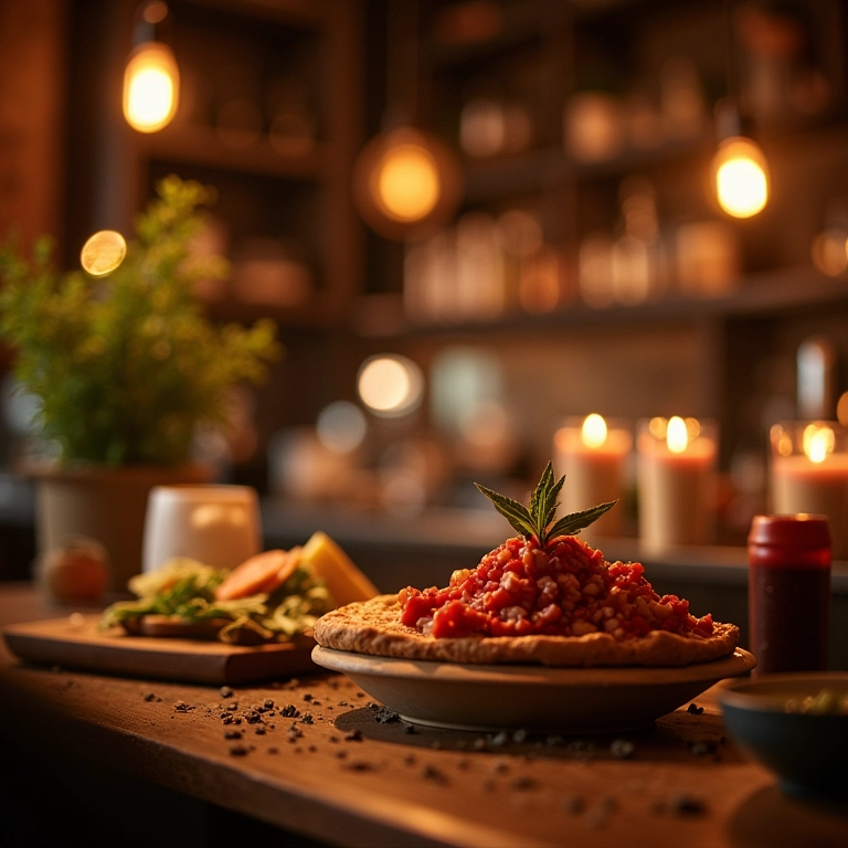 Iluminação suave e ambiente acolhedor na estação de risotos.