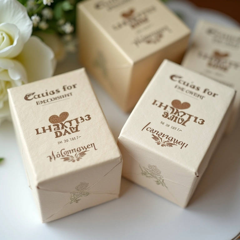 Lembrancinhas personalizadas com a identidade do casal.