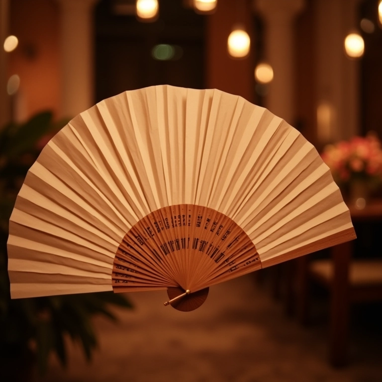 Leques de papel em casamentos à noite.