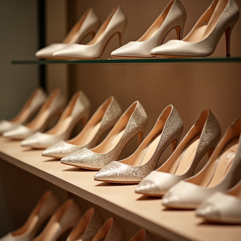 Loja de sapatos de noiva confortáveis.