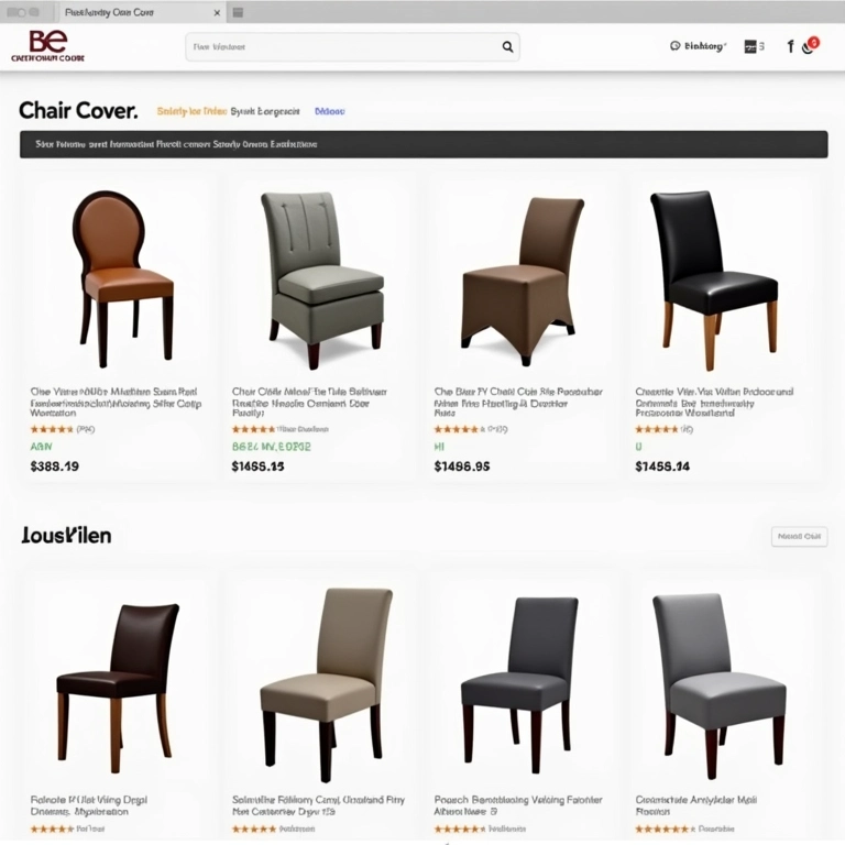 Loja online com diversos modelos de capas de cadeira para casamento.