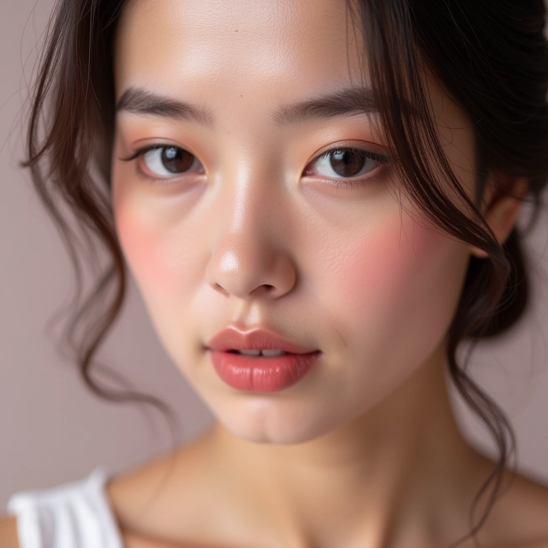 Maquiagem romântica com tons de rosa e pele iluminada.