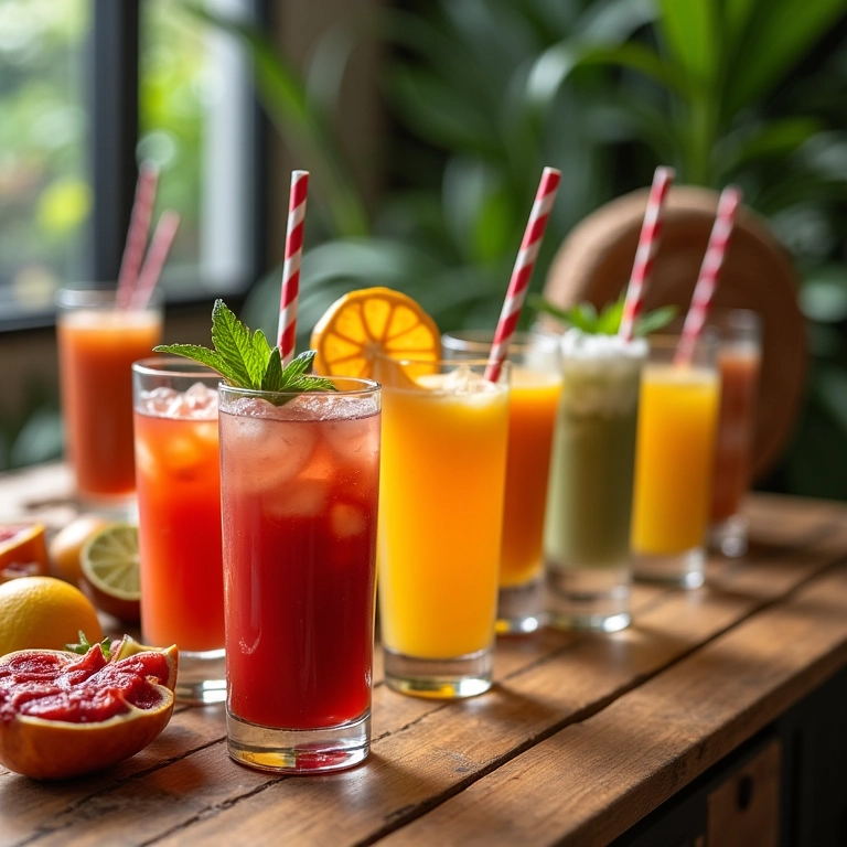 Mesa com produtos e marcas para after-party.