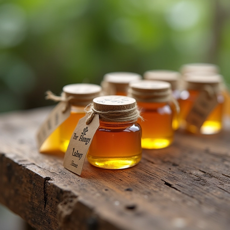 Mini potes de mel como lembrancinhas de casamento.