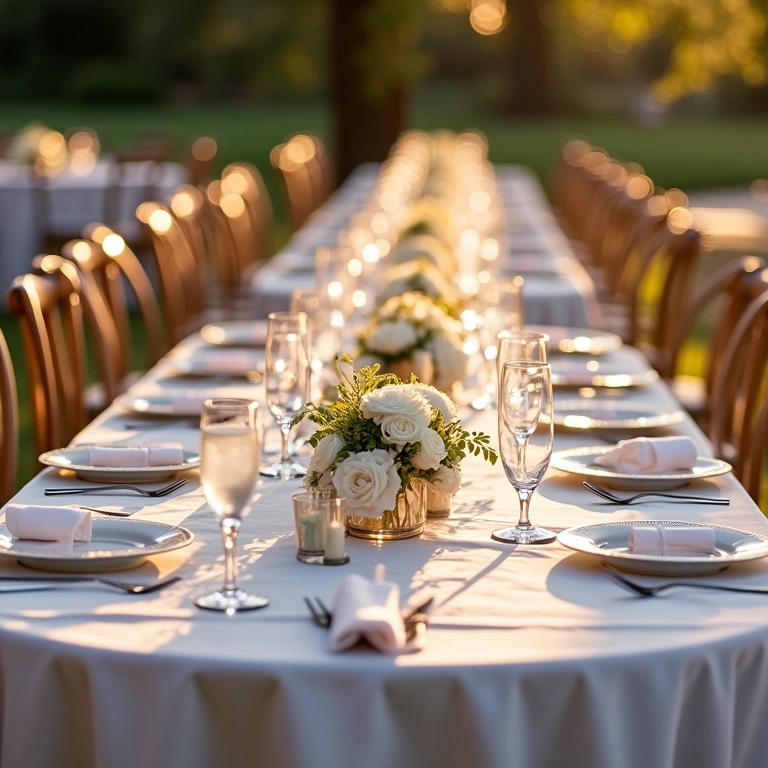 Mobiliário funcional para recepção de casamento.