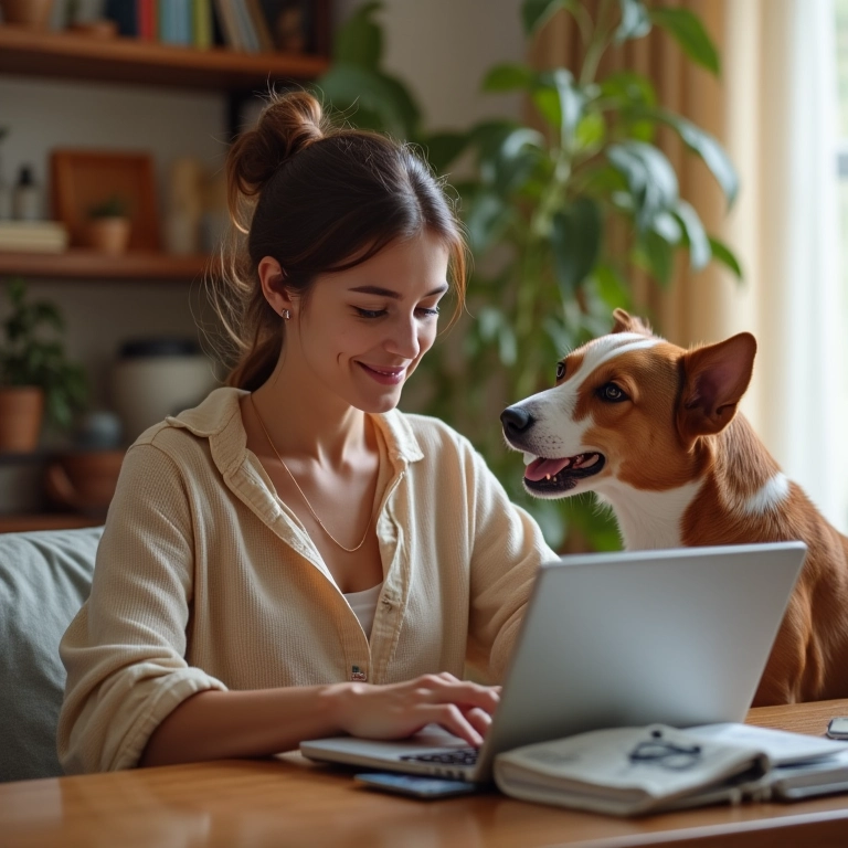 Mulher conciliando carreira com criação dos filhos com apoio do parceiro.