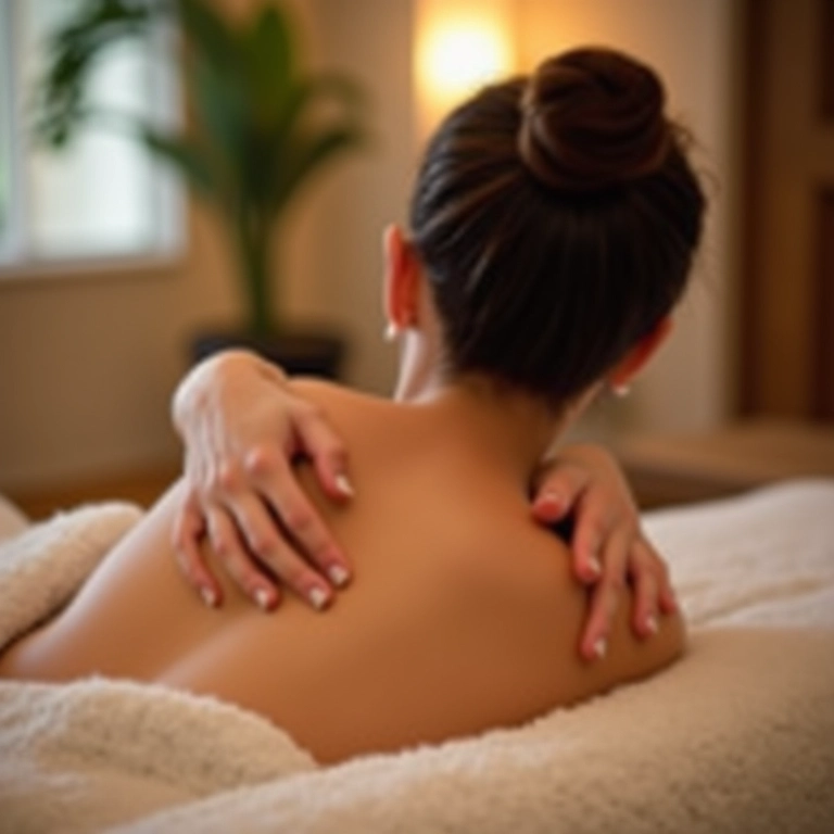 Mulher relaxando durante massagem, aliviando o estresse pré-casamento.