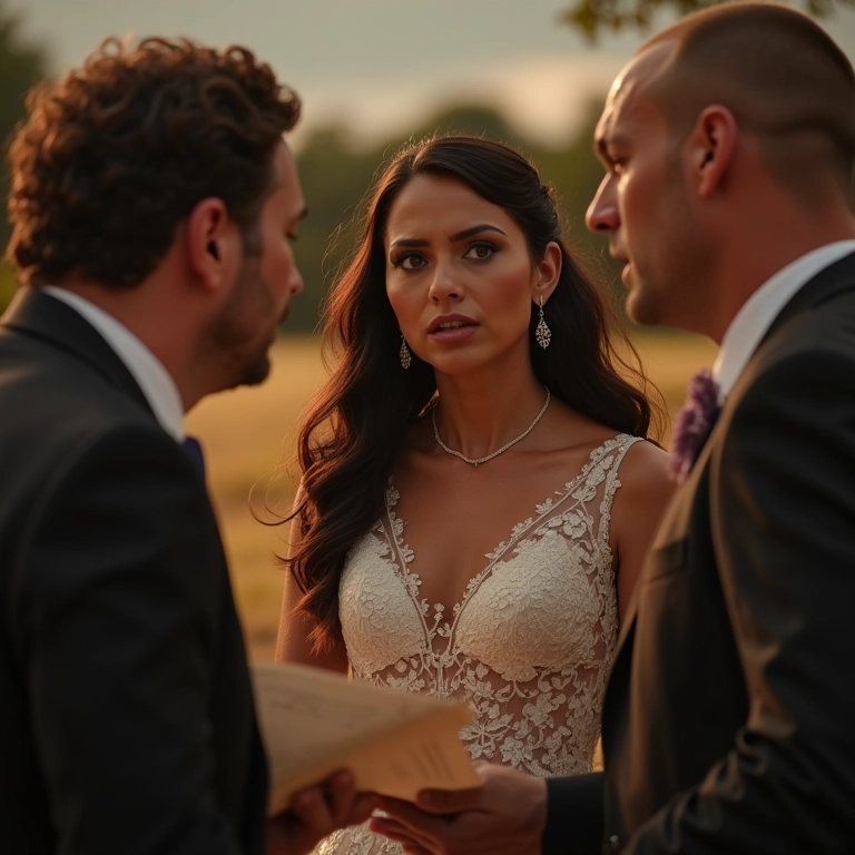 Noiva confrontando fornecedor por não cumprir contrato.