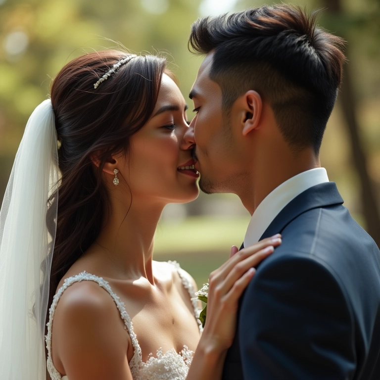 Noiva e noivo no first look, momento emocionante.