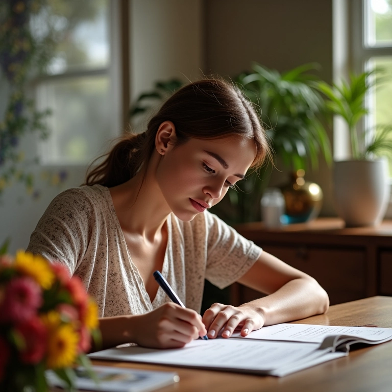 Noiva escrevendo carta de amor para o noivo.