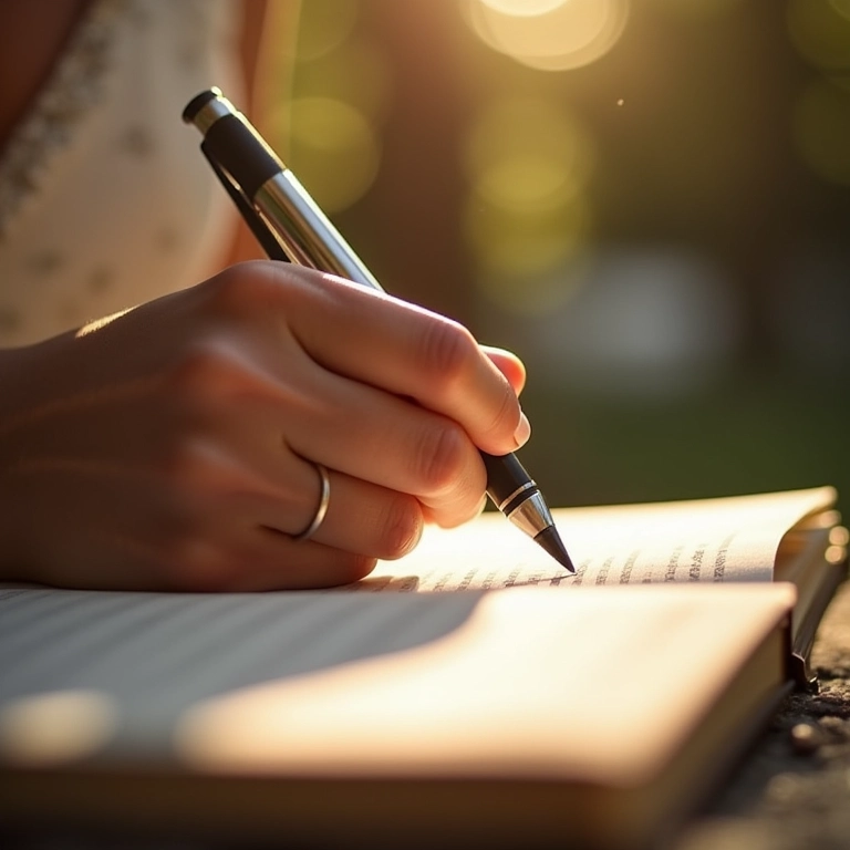 Noiva escrevendo perguntas em um caderno, focando nas dúvidas frequentes.