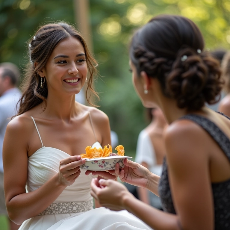 Noiva esquecendo de comer no casamento.