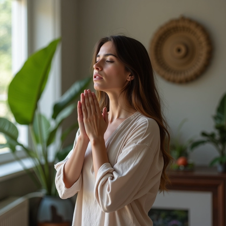 Noiva praticando respiração para lidar com a ansiedade.