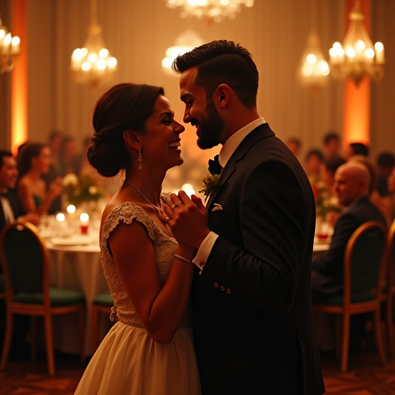 Noivo dançando com a mãe em casamento, momento emocionante.