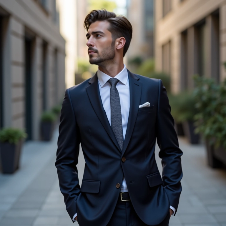 Noivo moderno ponderando alugar ou comprar traje para o casamento.