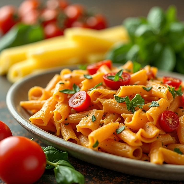 Opções vegetarianas e veganas para a estação de massas.