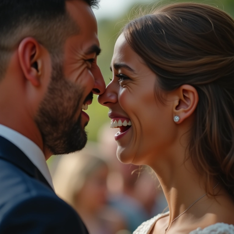 Pai emocionado com a homenagem da filha no casamento.