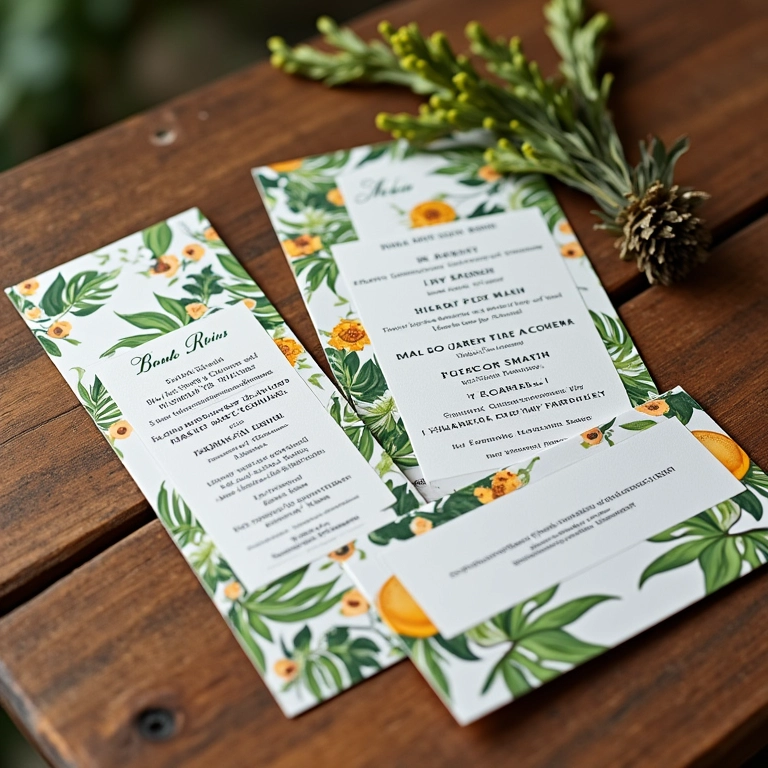 Papelaria de casamento completa em estilo rústico e vibrante.