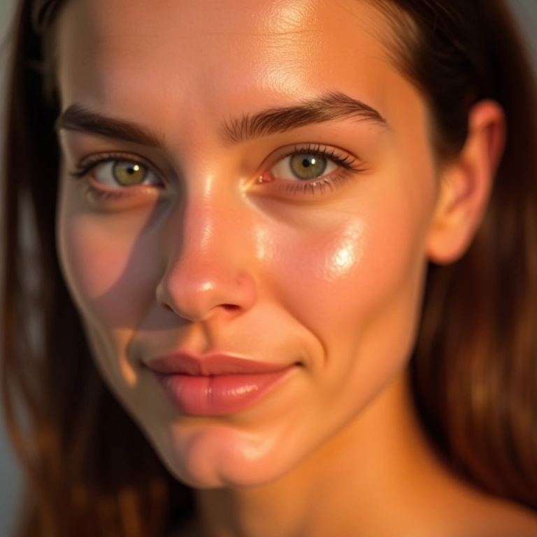 Pele glow com iluminador sutil.