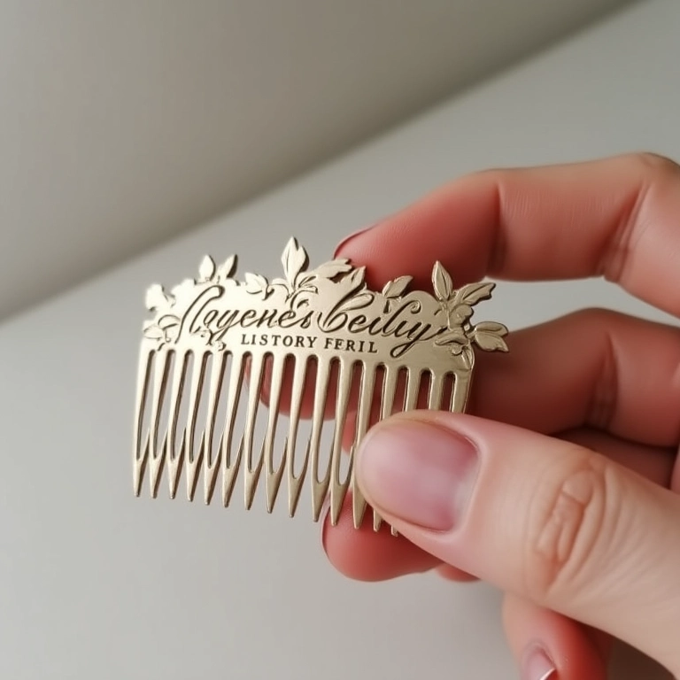 Pente de cabelo personalizado com iniciais gravadas.