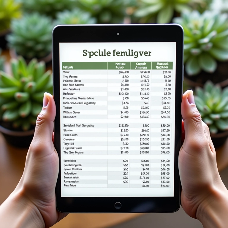 Planilha de custos para lembrancinhas de suculentas.