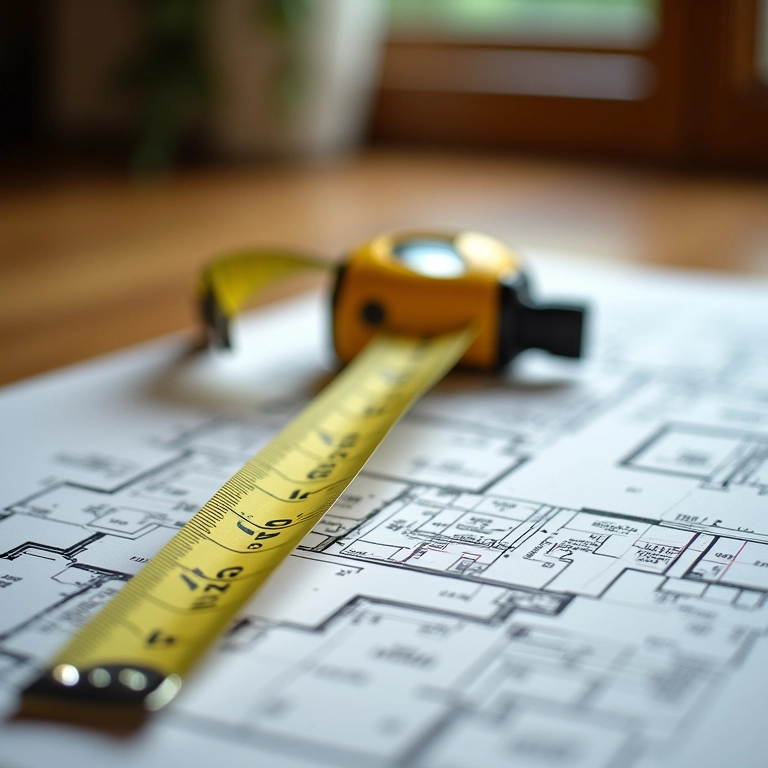 Planta baixa com fita métrica para casamento.