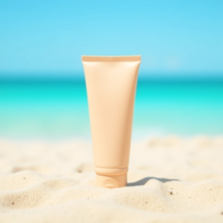 Protetor solar facial da Creamy na praia.